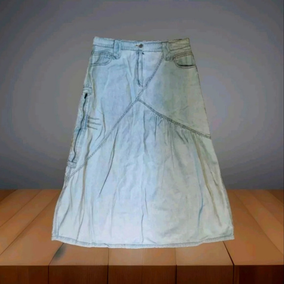 Denim Maxi Skirt 90s Y2K Bohemian festival Cabincore Cottagecore timeless 12 - Picture 1 of 9